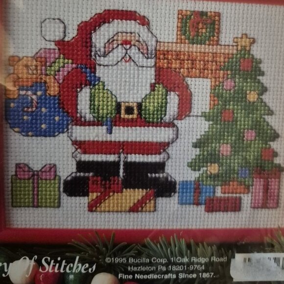 Christmas Cottage Santa & Rudolph Embroidery Kit-counted cross stitch - Picture 4 of 5